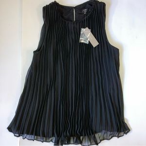 NWT J.Crew Pleated Tank Top Black XXS